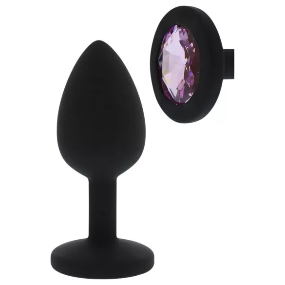 All time Favorites - plug anal de silicona con joya lila - negro
