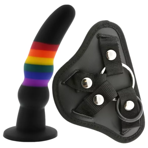 Colorful Love - arnés con consolador - silicona multicolor