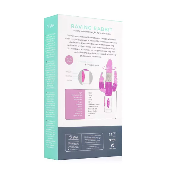 Easytoys Raving Rabbit - vibrador de 3 brazos (rosa)
