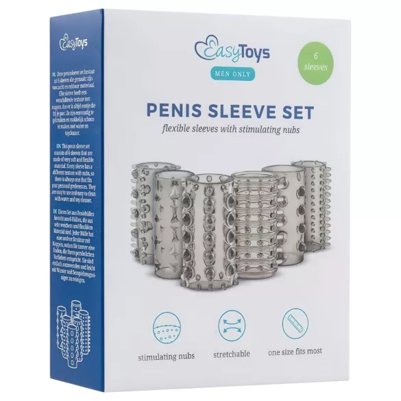 Easytoys - funda para pene - set múltiple - silicona gris (6 unidades)