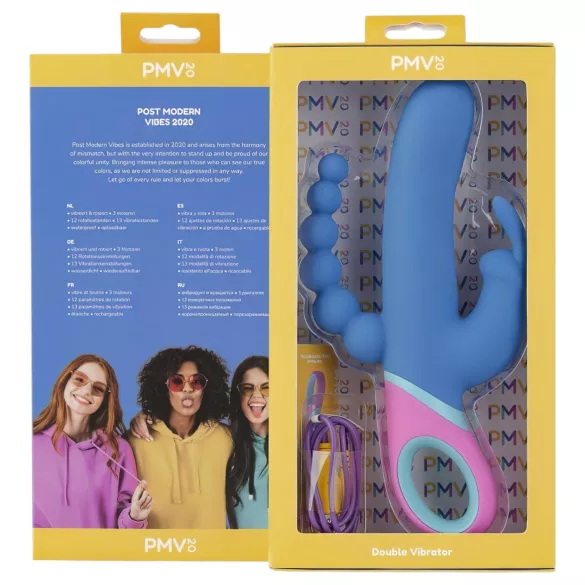 PMV20 Vice Double - vibrador triple rotatorio - silicona azul