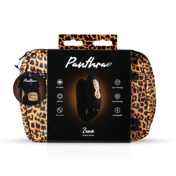 Panthra Zuna - vibrador para parejas recargable e impermeable - leopardo negro