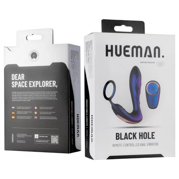 Hueman Black Hole - vibrador anal con control remoto y anillo para el pene (morado)