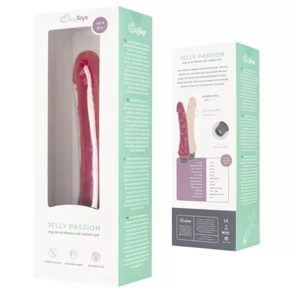Easytoys Jelly Passion - consolador realista vibrador - silicona rosa