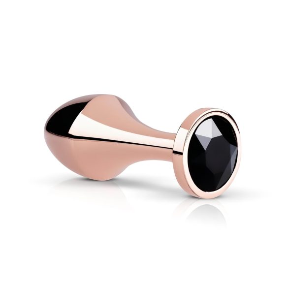 Plug Anal Rosado Dorado con Piedra Negra