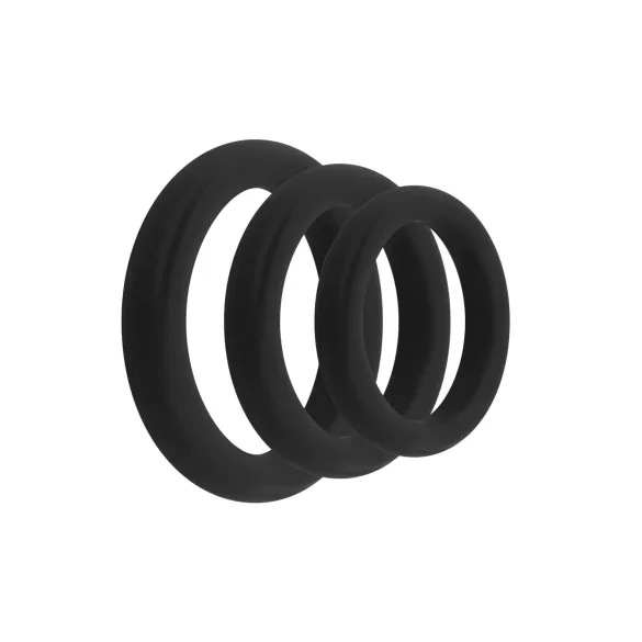 Easytoys - Anillo para pene - set 3 piezas - silicona negra