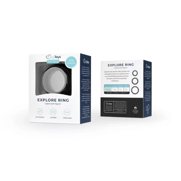 Easytoys - Anillo para pene - set 3 piezas - silicona negra