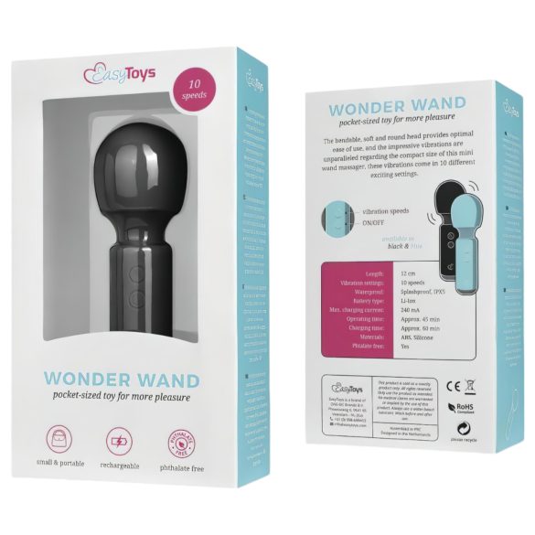 Easytoys Wonder Wand - mini masajeador vibrador recargable - negro