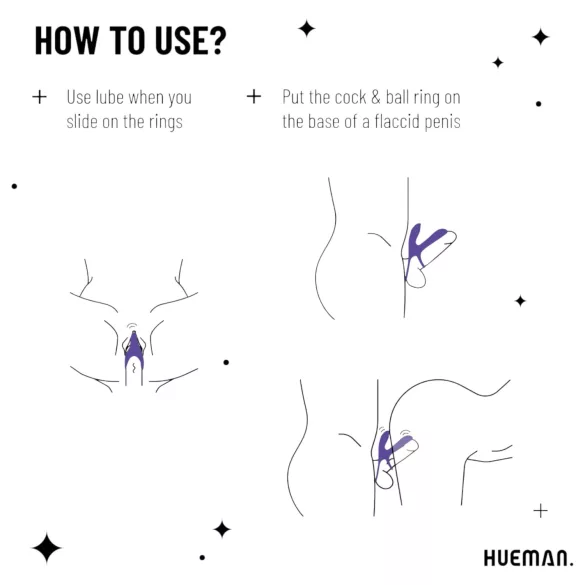 Hueman Infinity Ignite - anillo vibrador pene y testículos - silicona lila