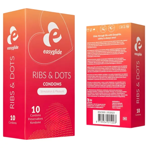 EasyGlide - preservativo texturizado con puntos y estrías - 10 unidades
