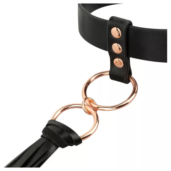 Rosy Gold - collar y pala de azotes - cuero negro