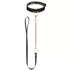 Rosy Gold - collar y correa BDSM - metal negro y oro rosa