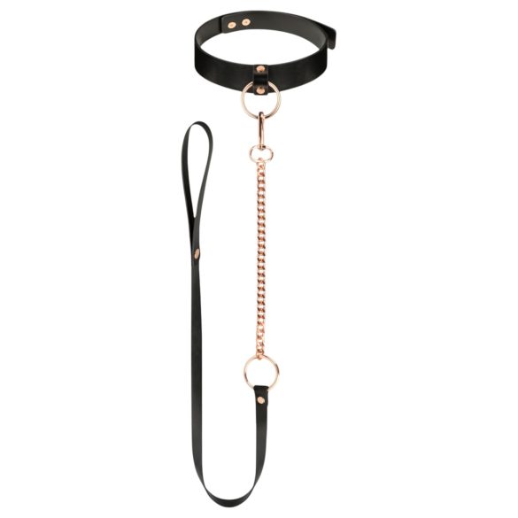 Collar y correa oro rosa negra