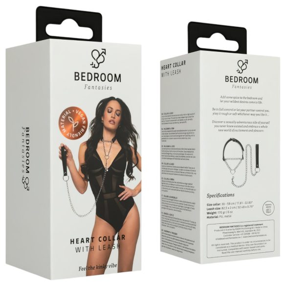 Bedroom Fantasies - collar con correa - cuero sintético negro