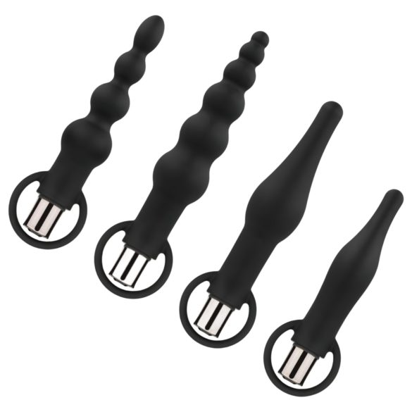Easytoys - set de vibrador anal recargable - 4 piezas - negro