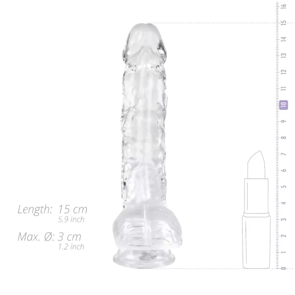 EasyToys - consolador con testículos - 13,5 cm - transparente