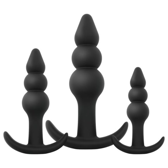 EasyToys - set plug anal bolas - 3 piezas - silicona negro