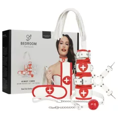   Bedroom Fantasies - disfraz de enfermera 8 piezas - rojo y blanco