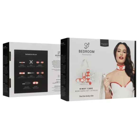 Bedroom Fantasies - disfraz de enfermera 8 piezas - rojo y blanco