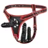 Easytoys - arnés con triple consolador - silicona negra