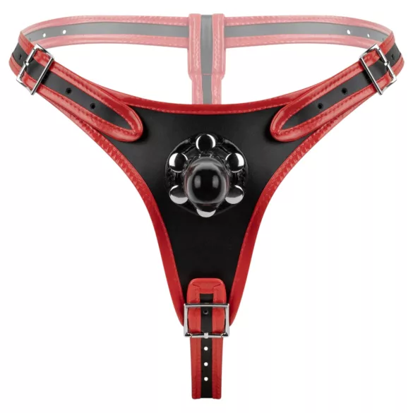 Easytoys - arnés con triple consolador - silicona negra