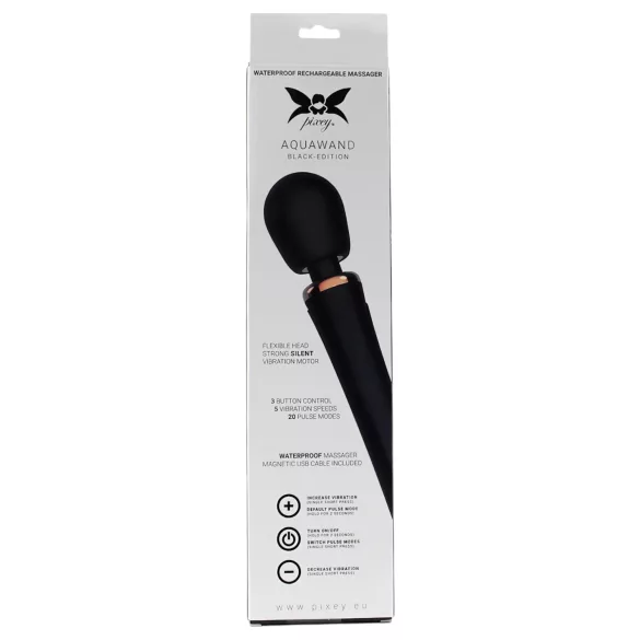 Pixey Aquawand - vibrador masajeador impermeable (negro)