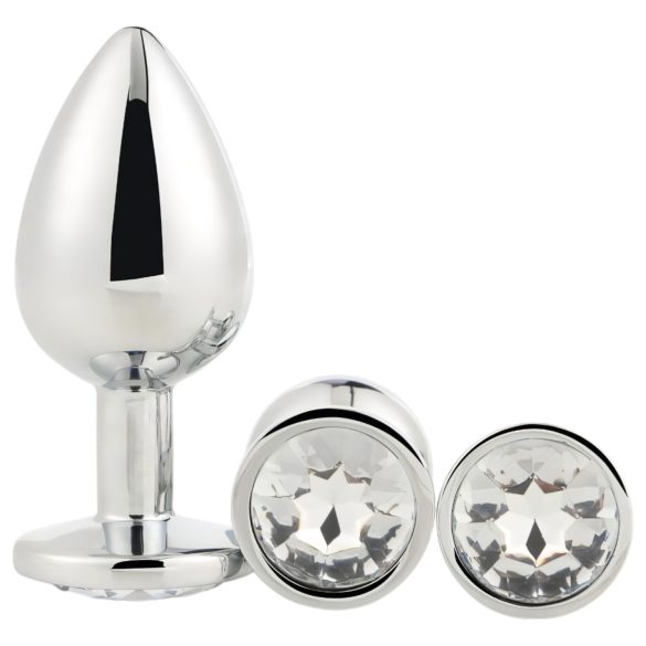Gleaming Love - plug anal de metal - set 3 piezas - color plateado