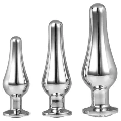   Gleaming Love - juego de plugs anales cónicos (plateado, juego de 3 piezas)