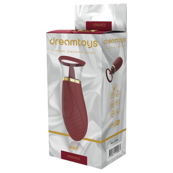 Dreamtoys Roxy - succionador y vibrador con lengüeta - silicona burdeos