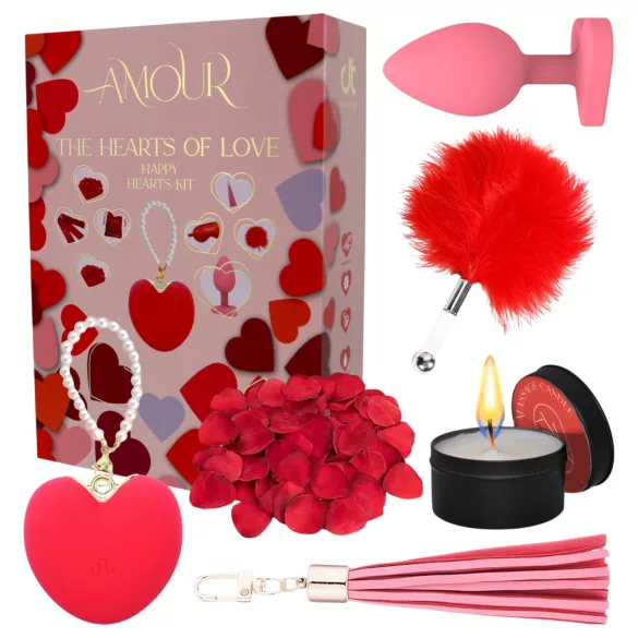 Dreamtoys Amour - set de regalo de vibrador en forma de corazón (rojo)