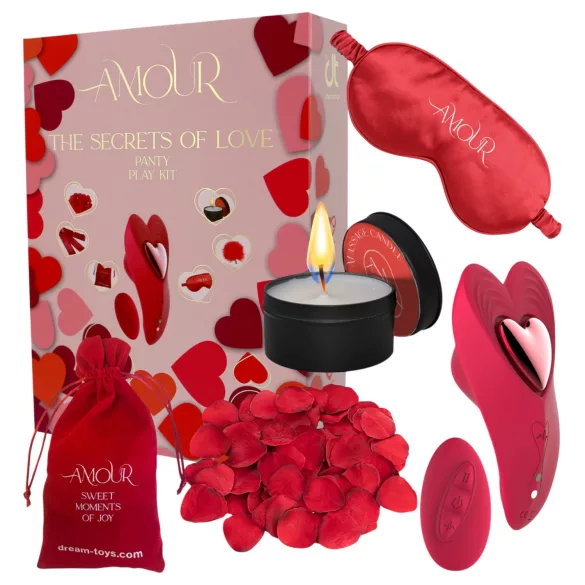 Dreamtoys Amour - juego de vibrador de bragas/ropa interior portátil (rojo)