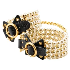 Allure - esposas para tobillo con perlas - negro