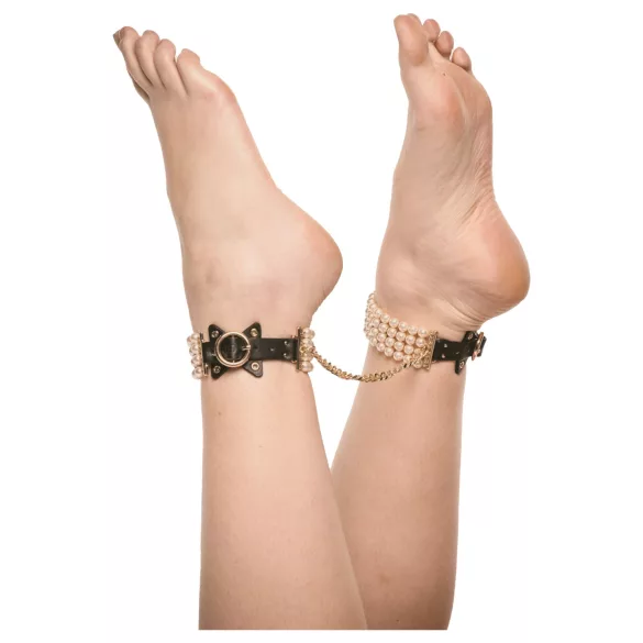 Allure - esposas para tobillo con perlas - negro