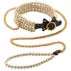 Allure - collar con correa y perlas - negro