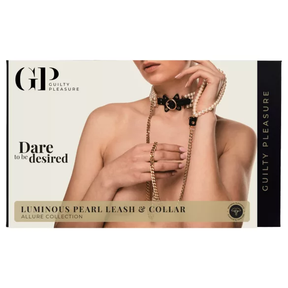 Allure - collar con correa y perlas - negro
