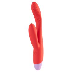   Dreamtoys - Vibrador punto G con estimulador de clítoris - silicona roja