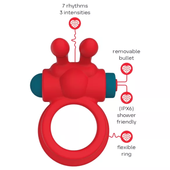 Dreamtoys Love Signal - anillo vibrador para el pene (rojo)