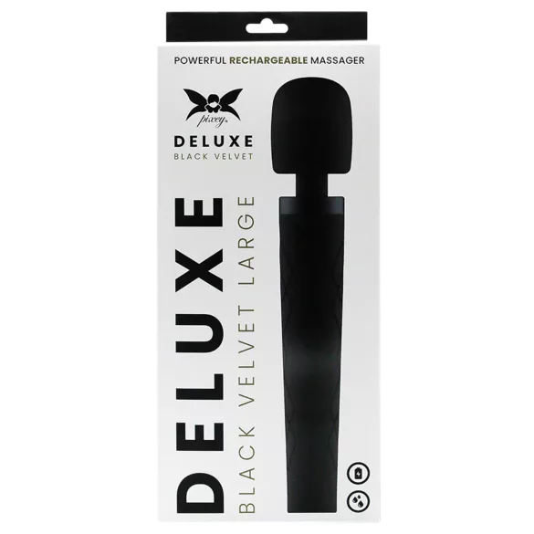 Pixey Deluxe Black Velvet - vibrador tipo varita Talla L (negro)