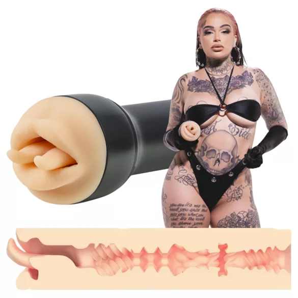 Kiiroo Feel Leigh Raven - boca masturbadora con lengua cortada (color natural)