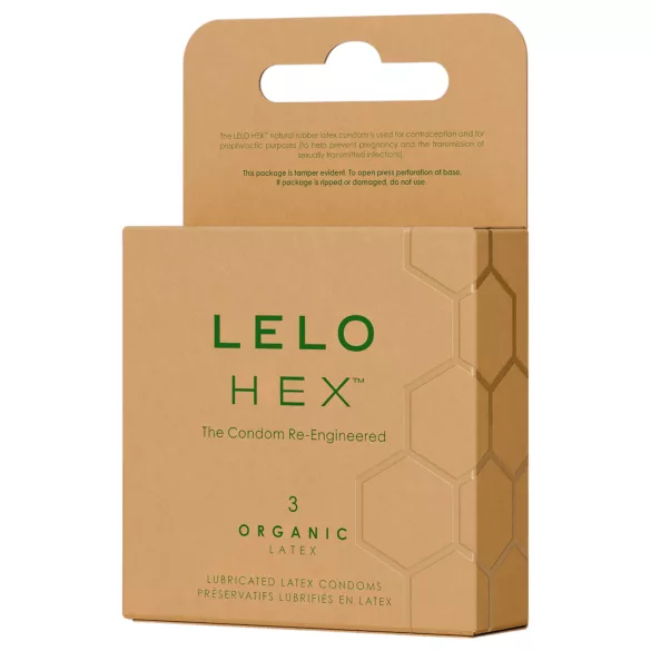 LELO Hex Organic - preservativo fino y resistente - látex natural - 3 unidades