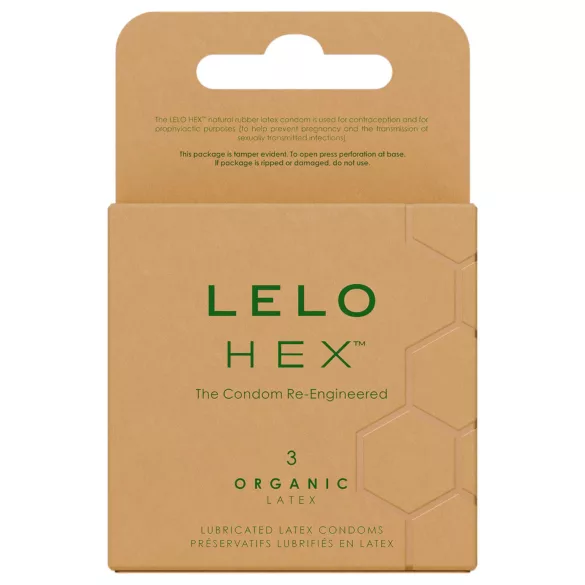 LELO Hex Organic - preservativo fino y resistente - látex natural - 3 unidades