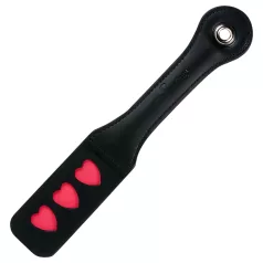 Pala de cuero negra con corazón