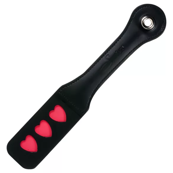 Pala de cuero negra con corazón
