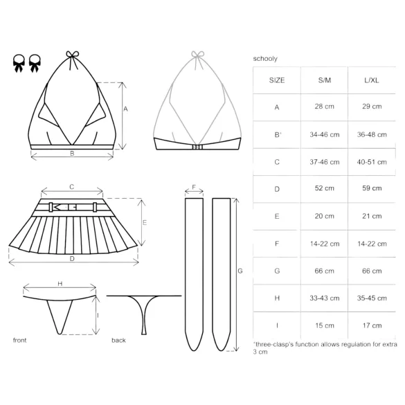 Obsessive - disfraz escolar sexy para mujer - set 6 piezas