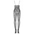 Obsessive F213 - Enterizo de malla floral - negro (Tallas S-L)