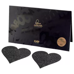Bijoux Indiscrets - pegatinas para pezones corazón - negro