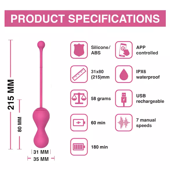 Magic Motion Kegel Master - Dúo de bolas geisha inteligentes (rosa)