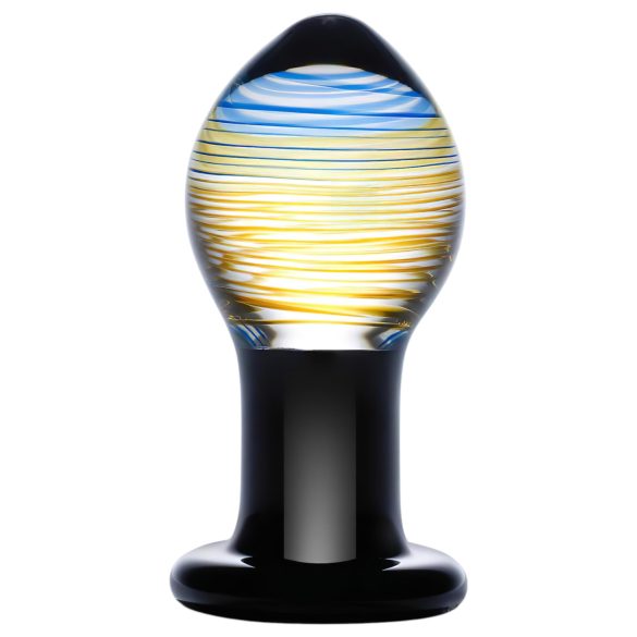 GLAS Galileo - plug anal de vidrio (negro-dorado)