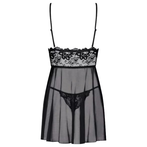 Obsessive Idillia - ligero camisón de encaje y tanga (negro)