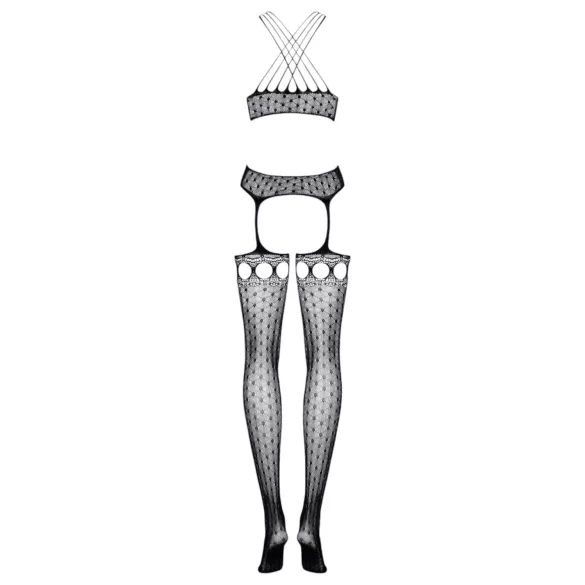 Obsessive - conjunto de encaje con tirantes y cordones - negro (S-L)